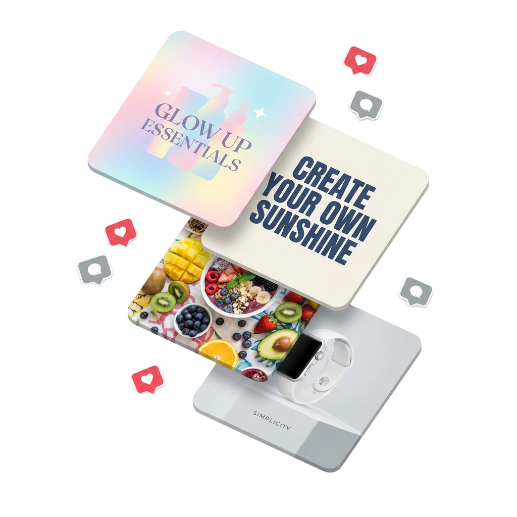 Social media post designs overlapping